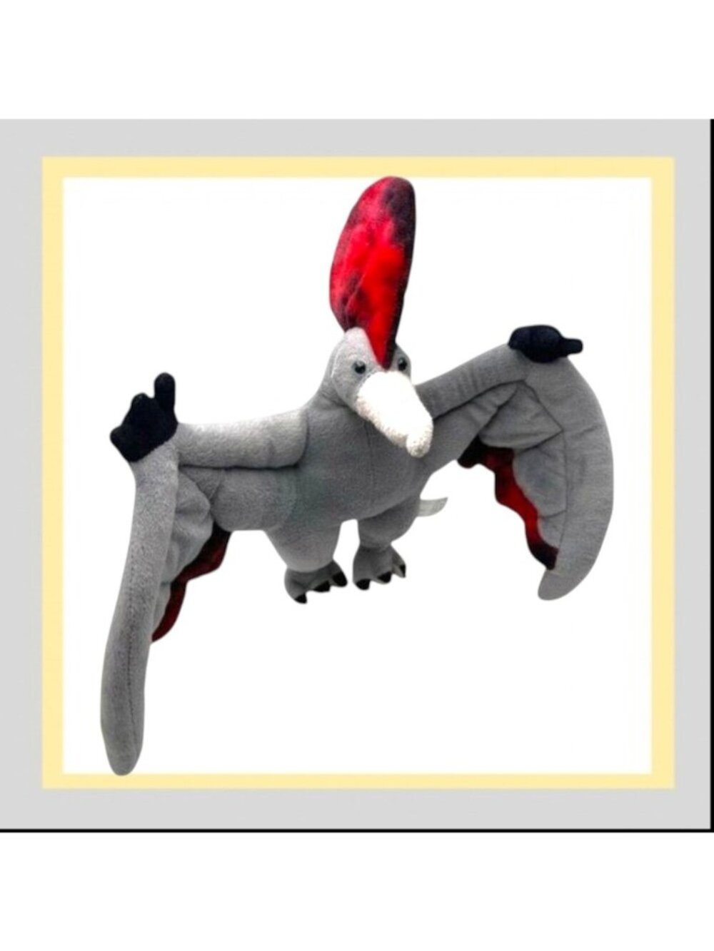 Fiesta Pteranodon Dinosaur Plush A65794 Gray Red 15" Mesozoic Era Flying Reptile